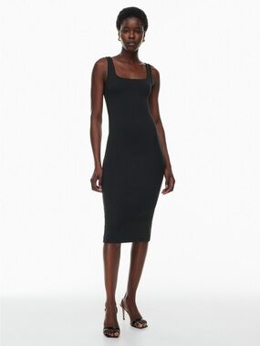Aritzia Contour Black Midi Tank Dress